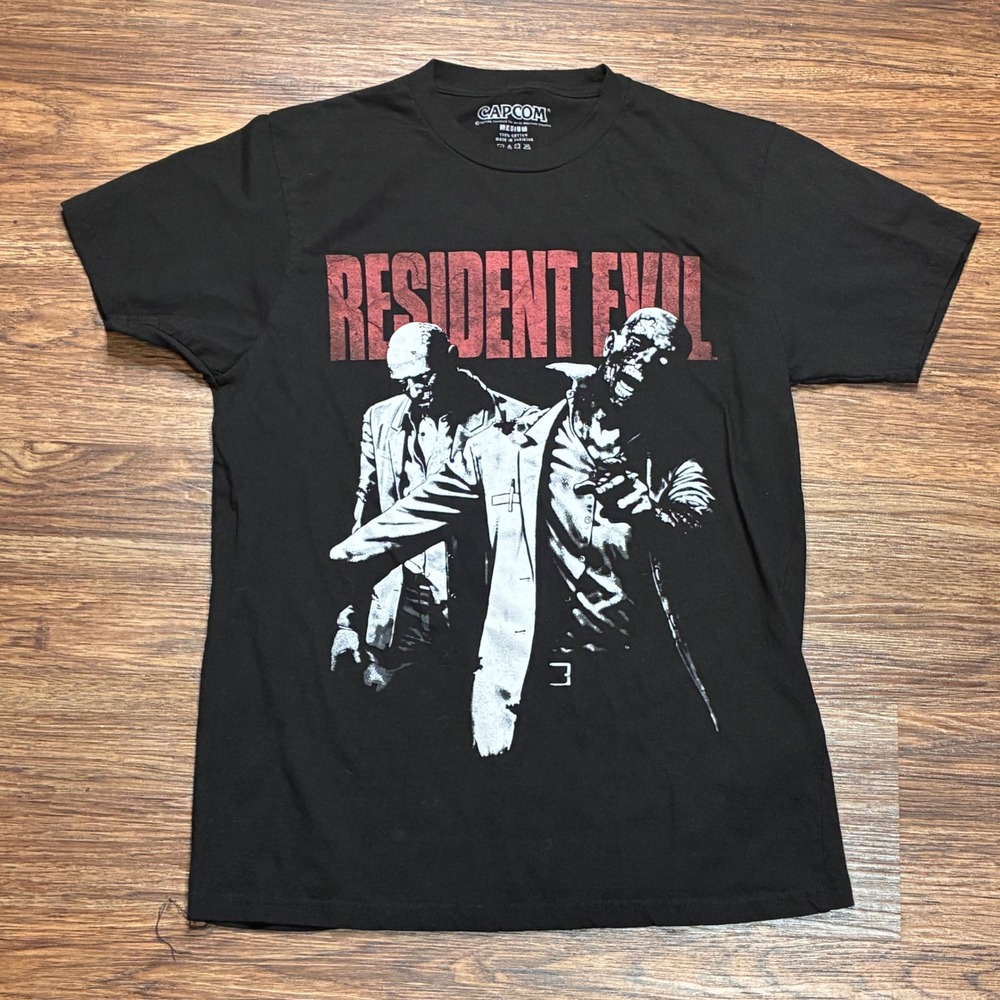 Resident Evil Capcom Zombie Graphic T-Shirt Men's Medium Black Horror Game Tee